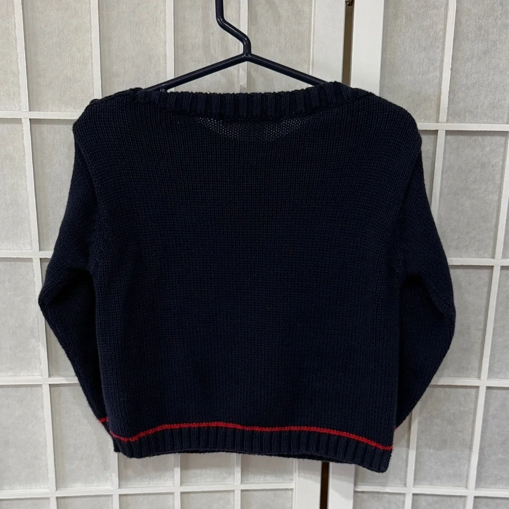 Janie and Jack Navy Sweater with Sailboat Size 18-24m